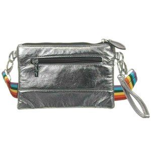 Bari Lynn Rainbow Strap Silver Wristlet Belt Bag